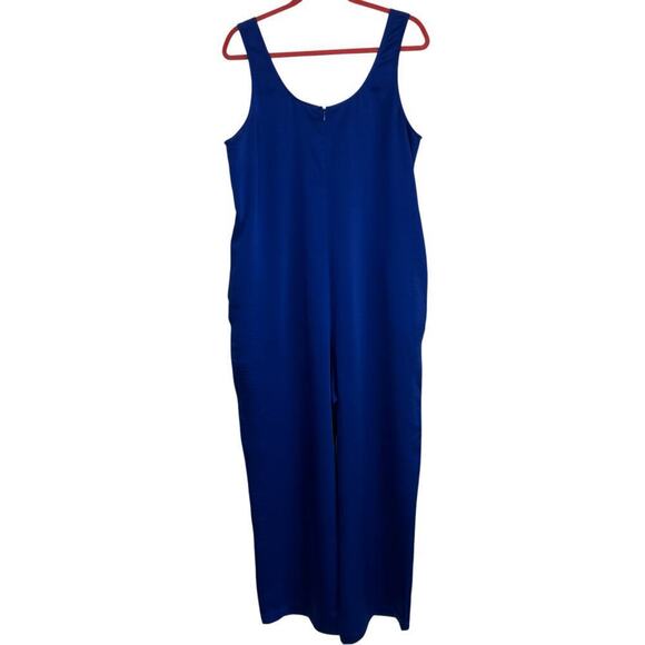 Universal Standard Judy Satin Relaxed Jumpsuit Royal Blue Flawed US 10-12 - Picture 3 of 16
